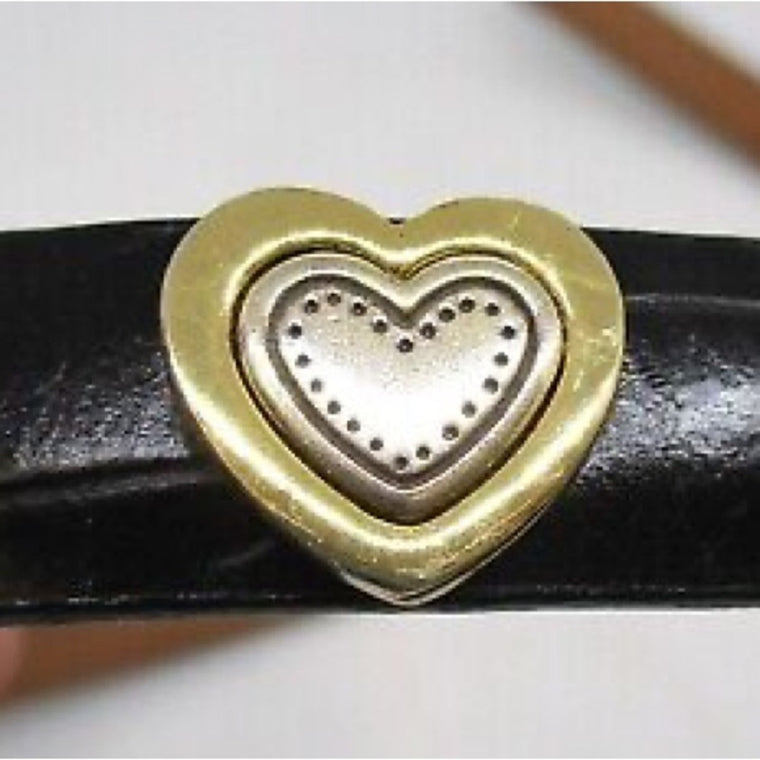 Brighton Black Belt S 28” ML B10293 Silver/Gold Buckle Heart Conchos Leather