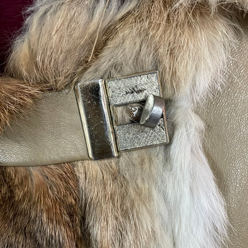 70s Penny Lane coat / vintage 1970s fur & leather toggle coat size S