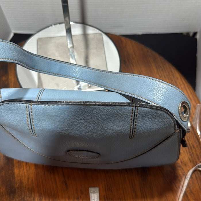 Tod's Blue Leather Shoulder Bag with Curved Flap