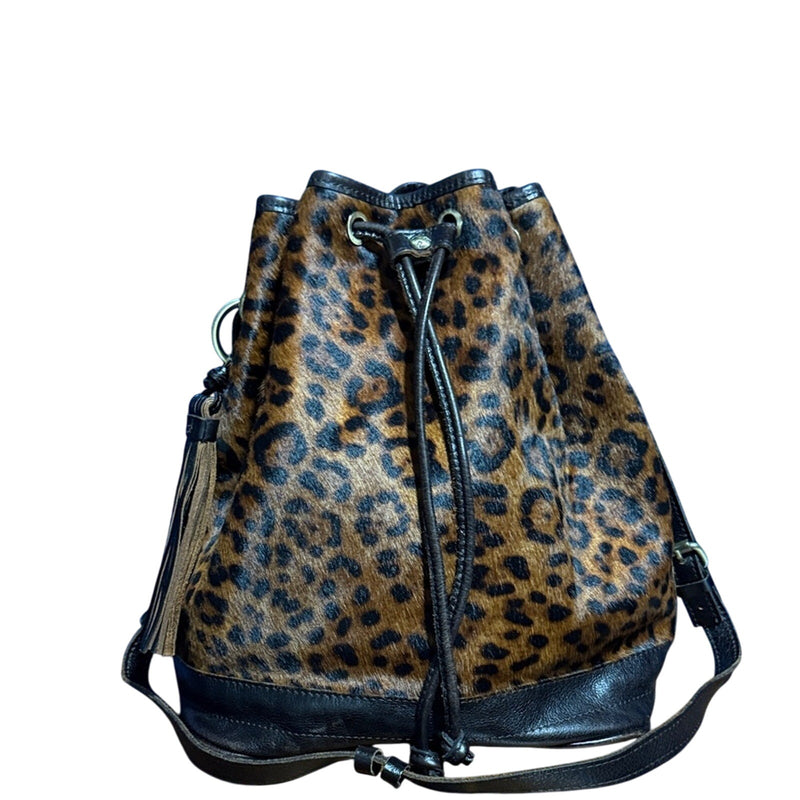 Patricia Nash Melrose Drawstring with Floret Key Fob Leopard Haircalf