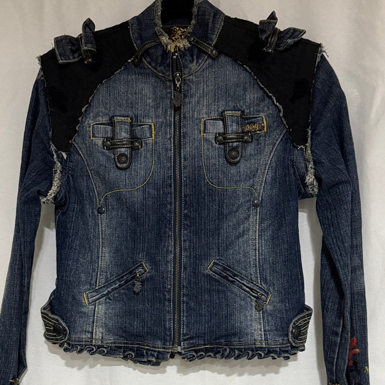 Akademiks Jeanius Denim Jacket with Black Accents
