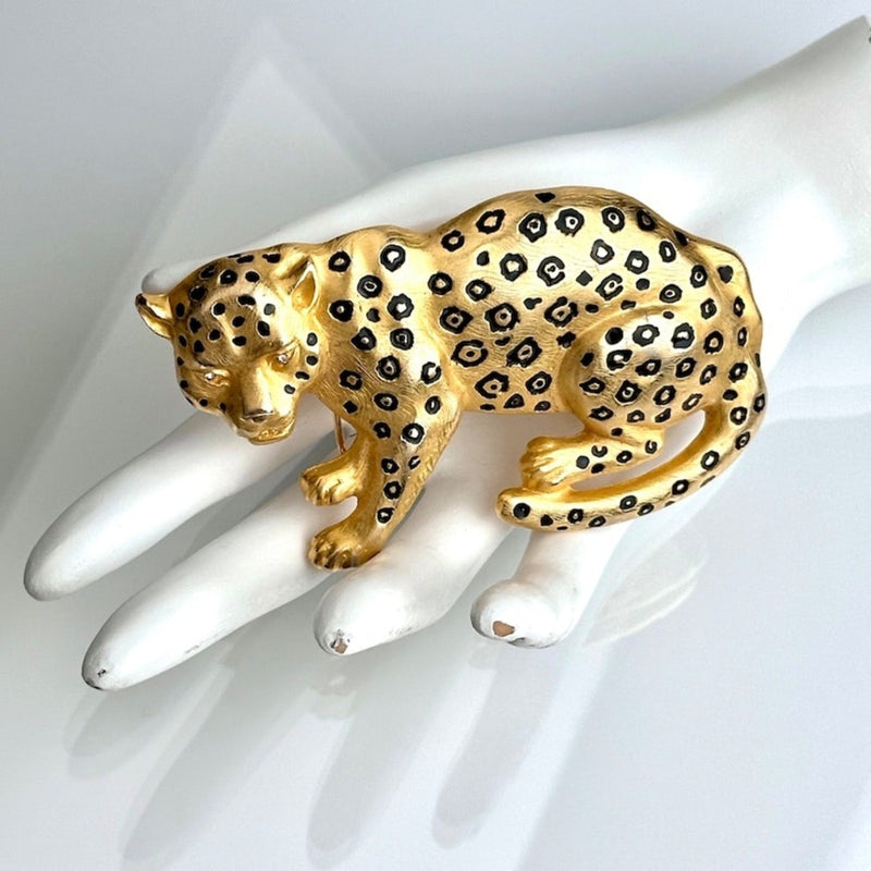 Vintage Doreen Ryan Vintage 90s Leopard Belt Buckle Gold Plated Panther Cat