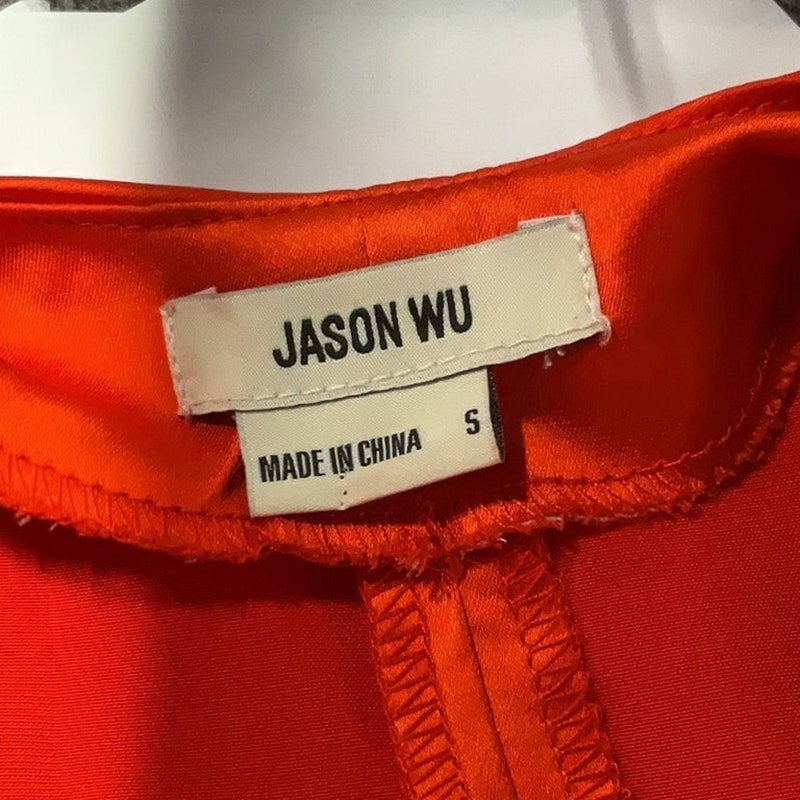 J. Jason Wu orange/red satin midi slip dress