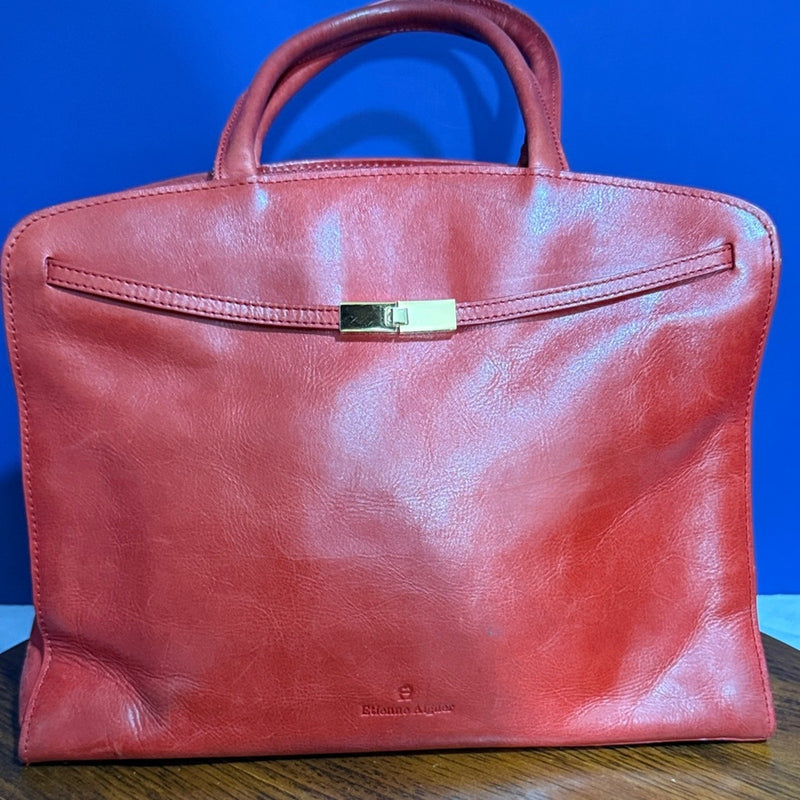 ETIENNE AIGNER Leather VTG Tote Bag Red