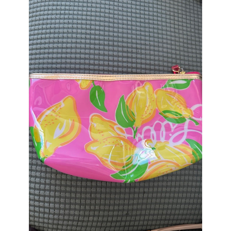 Lilly Pulitzer Pink Yellow Lemon Cosmetic Pouch