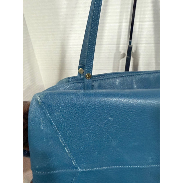 GiGi New York Peacock Blue Leather Tote Bag - Women's Carryall