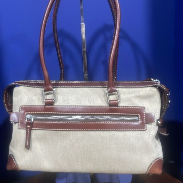 Dooney & Bourke Signature Double Pocket Satchel Handbag Brown Retail $285