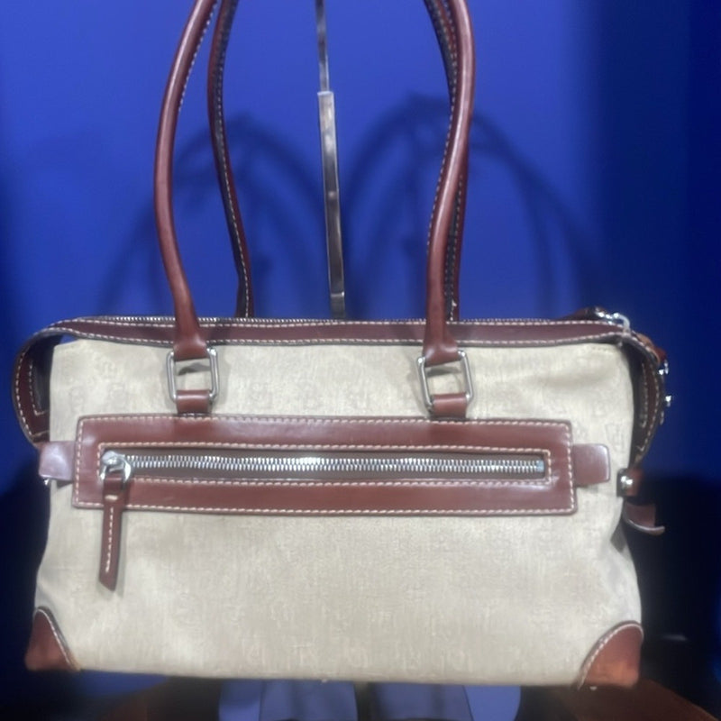 Dooney & Bourke Signature Double Pocket Satchel Handbag Brown Retail $285