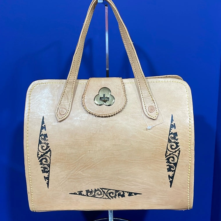 Leather tooled handbag