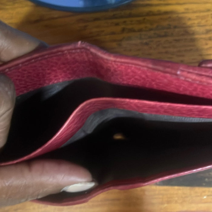 Authentic Gucci Guccissima Sukey French Flap Wallet in Red with Snap Closure