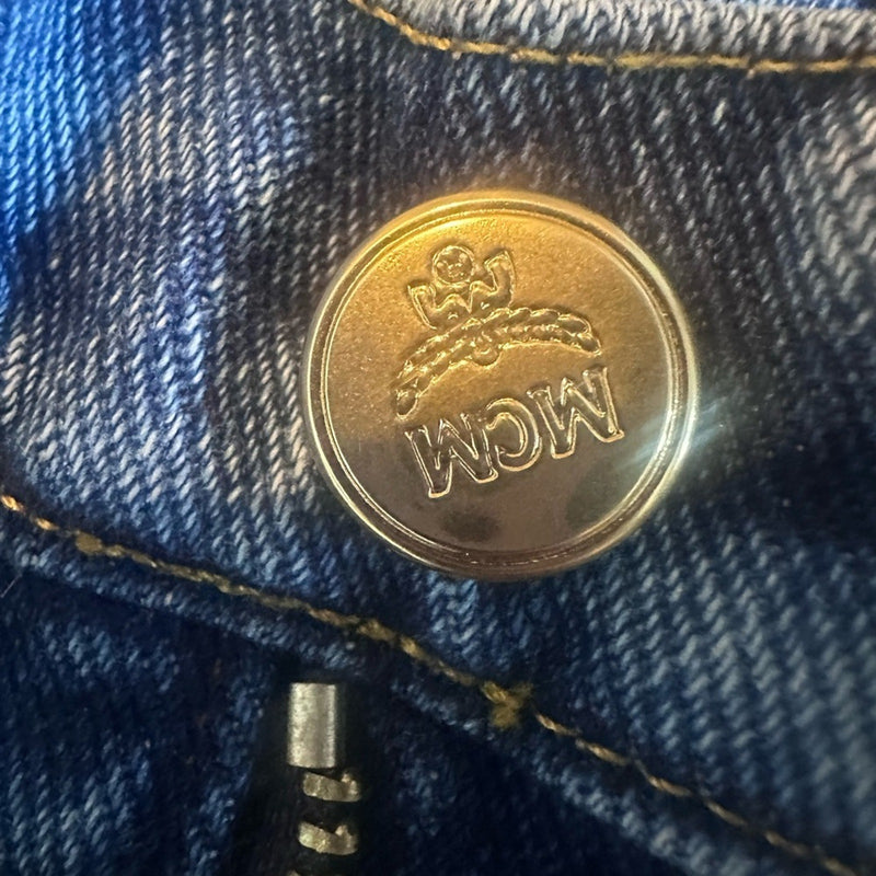 MCM Blue Jeans with Gold Studded Logo