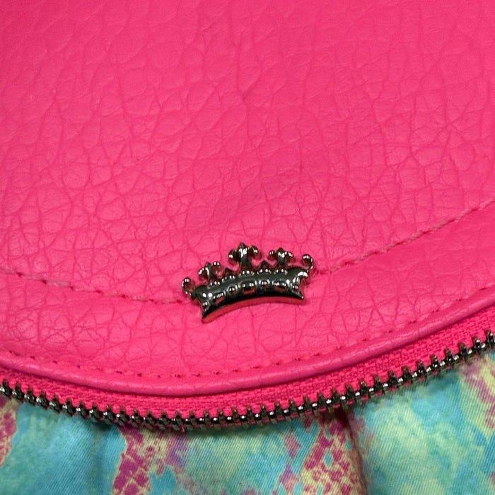 Juicy Couture Neon Preppy Pink Large Tunnel Flap Envelope Cross Body Purse Y2K