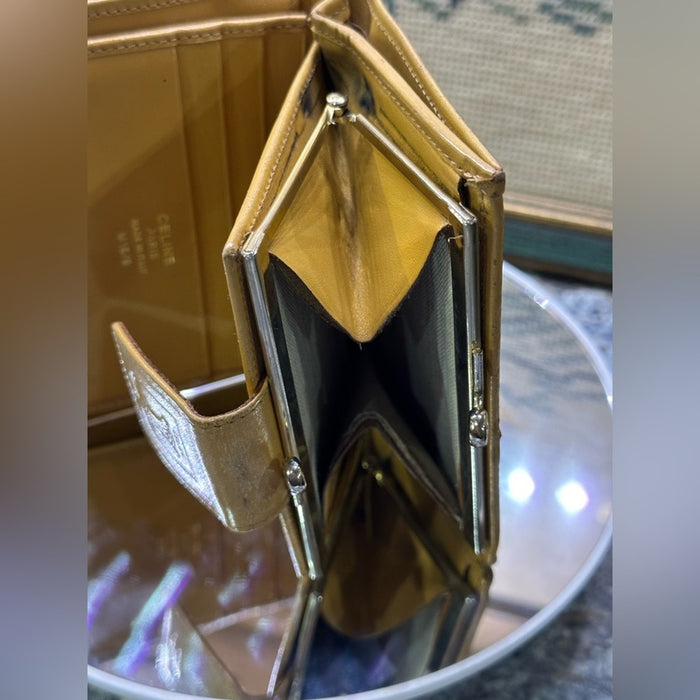 CELINE MACADAM Kiss-lock Wallet Mustard Color