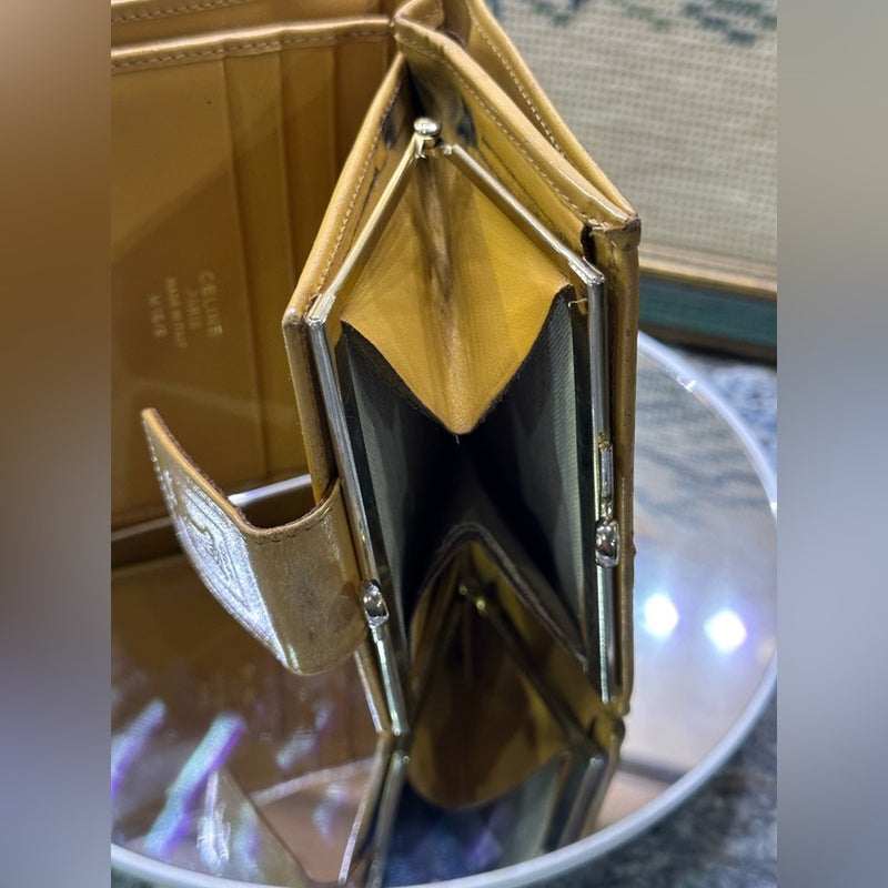 CELINE MACADAM Kiss-lock Wallet Mustard Color
