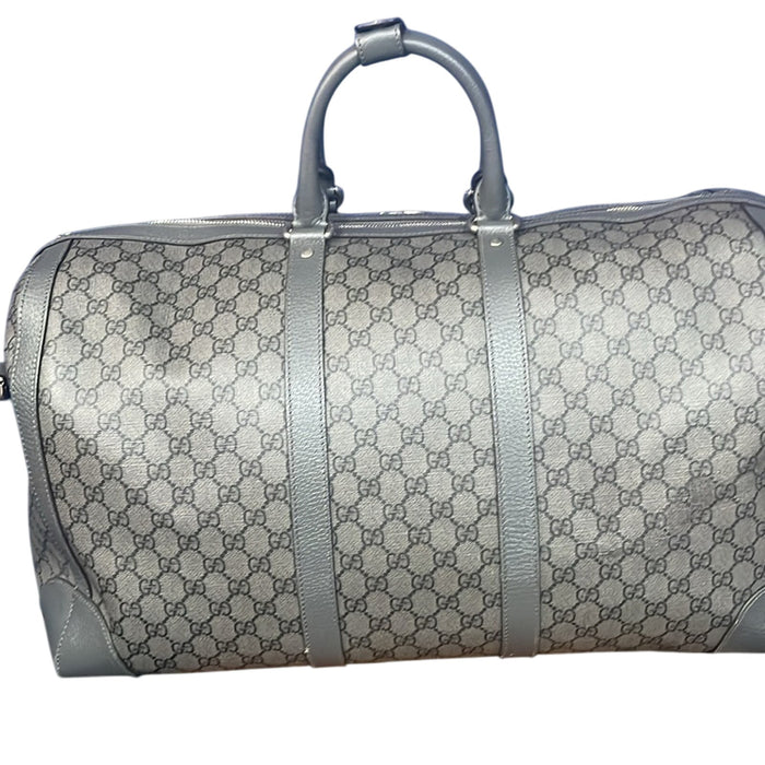 Gucci Ophidia Duffle Bag GG Supreme / Grey Coated Canvas Large with COA