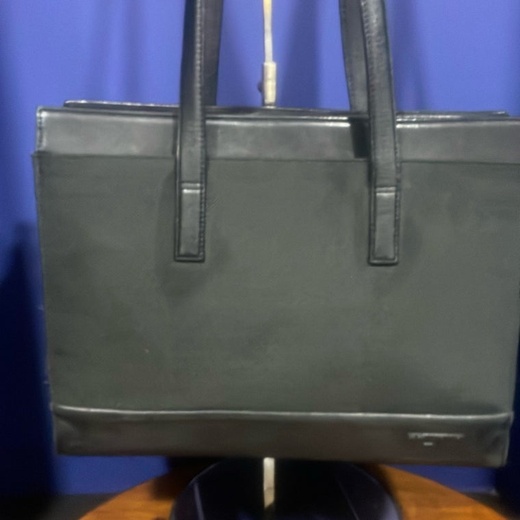 VINTAGE TUMI BLACK GENUINE LEATHER BUSINESS TOTE SHOULDER BAG LAWYER HANDBAG