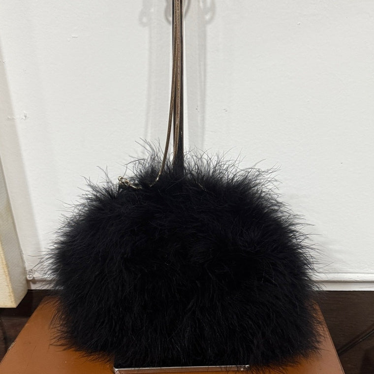 Elegant Black Fur Handbag