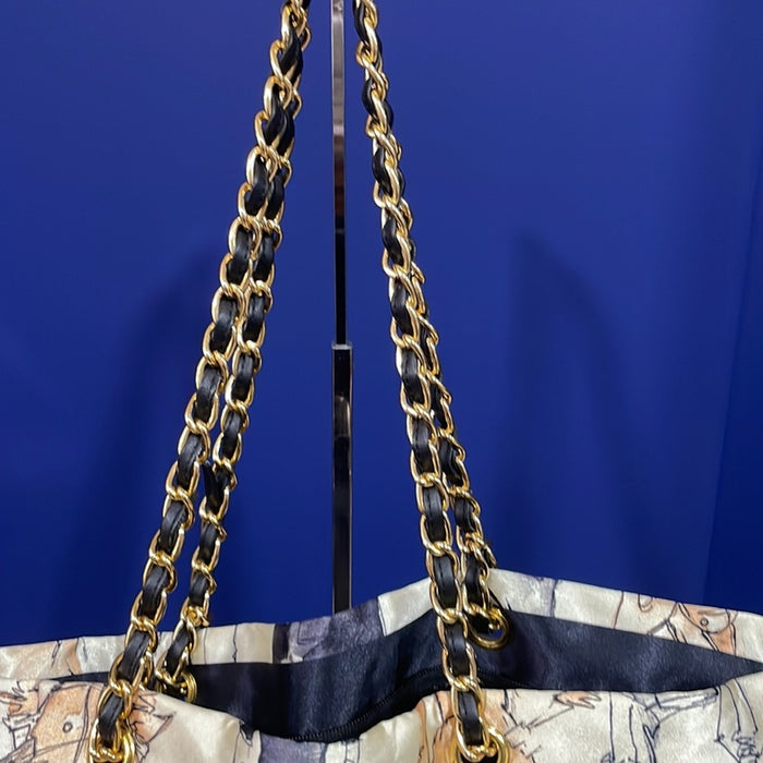 NWT Satin Diva Shopping High Heels Tote Chai Handle Zipper Top Dallas Shaw 19"