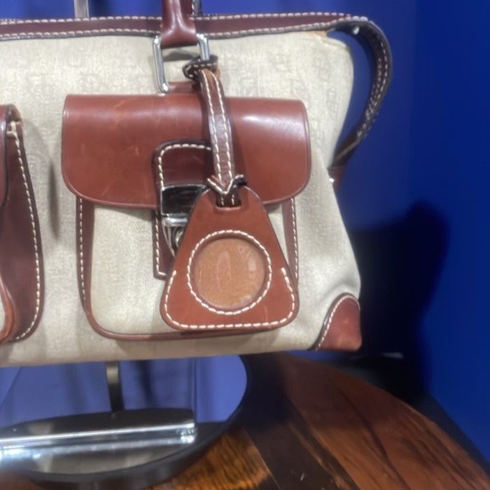 Dooney & Bourke Signature Double Pocket Satchel Handbag Brown Retail $285