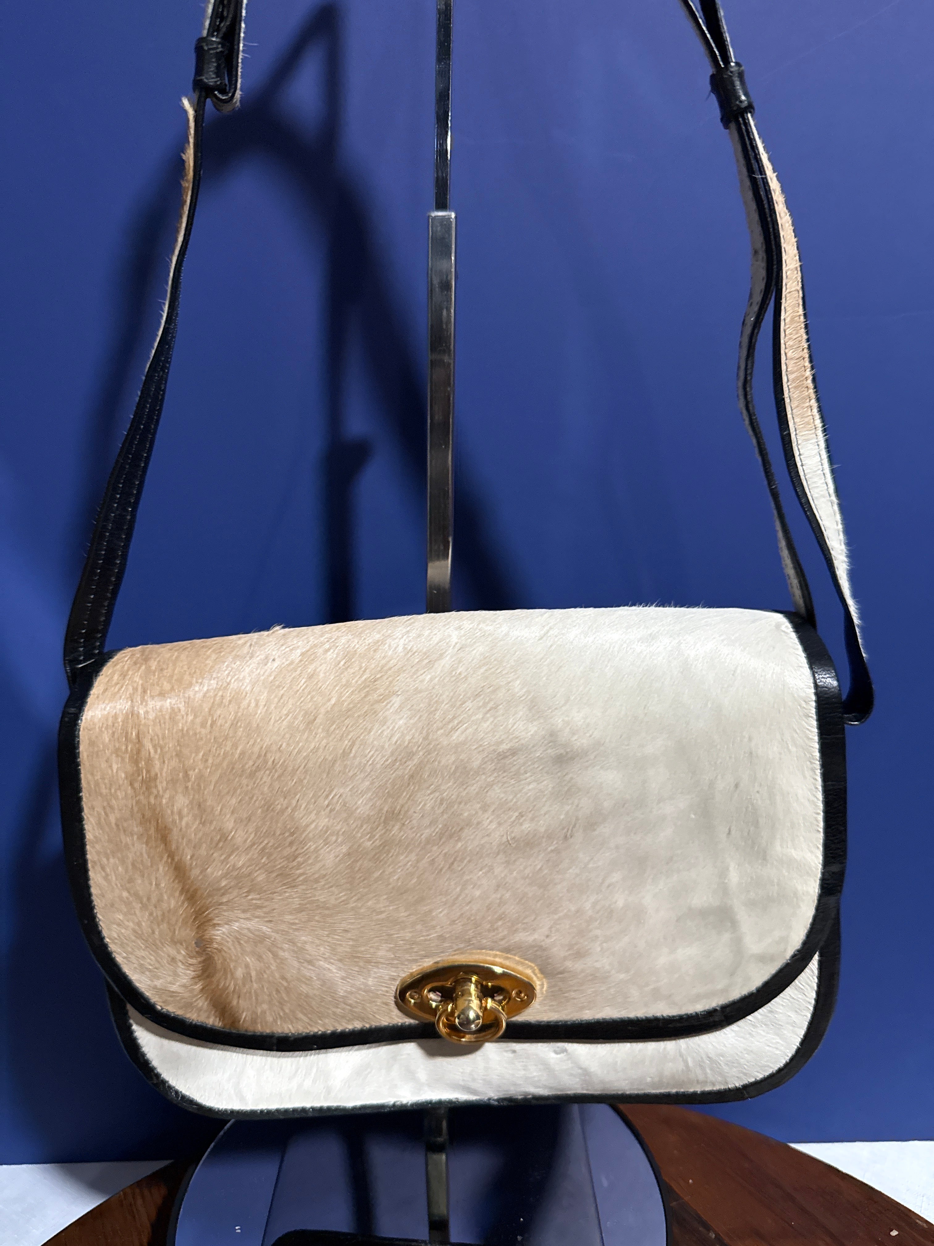 Vintage Calf Hair Saddle Handbag