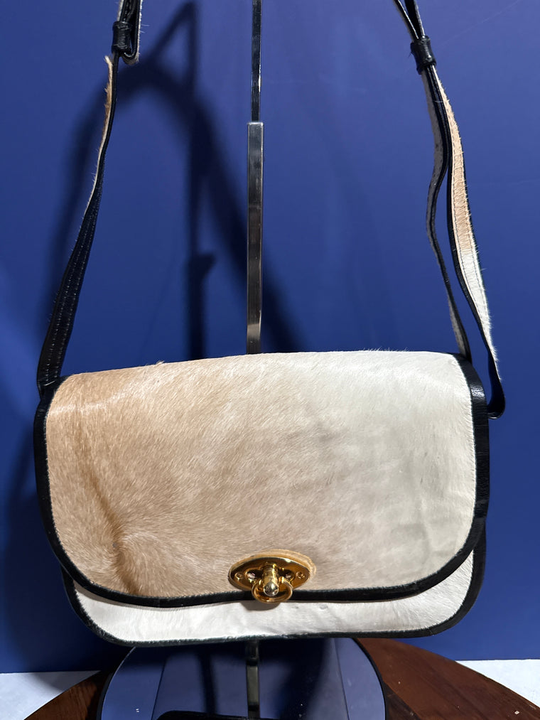 Vintage Calf Hair Saddle Handbag