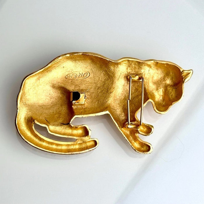 Vintage Doreen Ryan Vintage 90s Leopard Belt Buckle Gold Plated Panther Cat