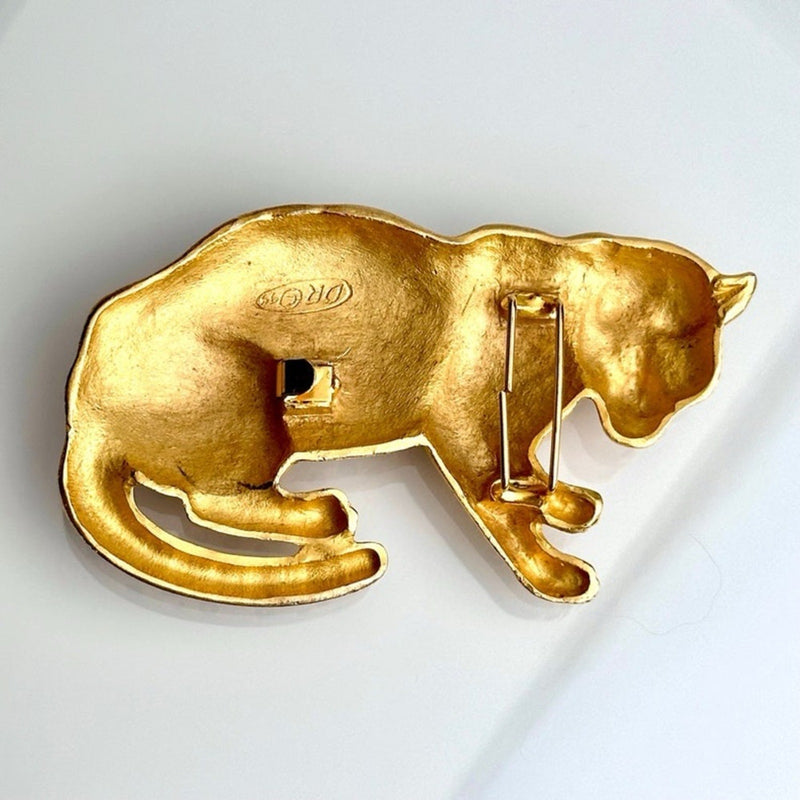 Vintage Doreen Ryan Vintage 90s Leopard Belt Buckle Gold Plated Panther Cat