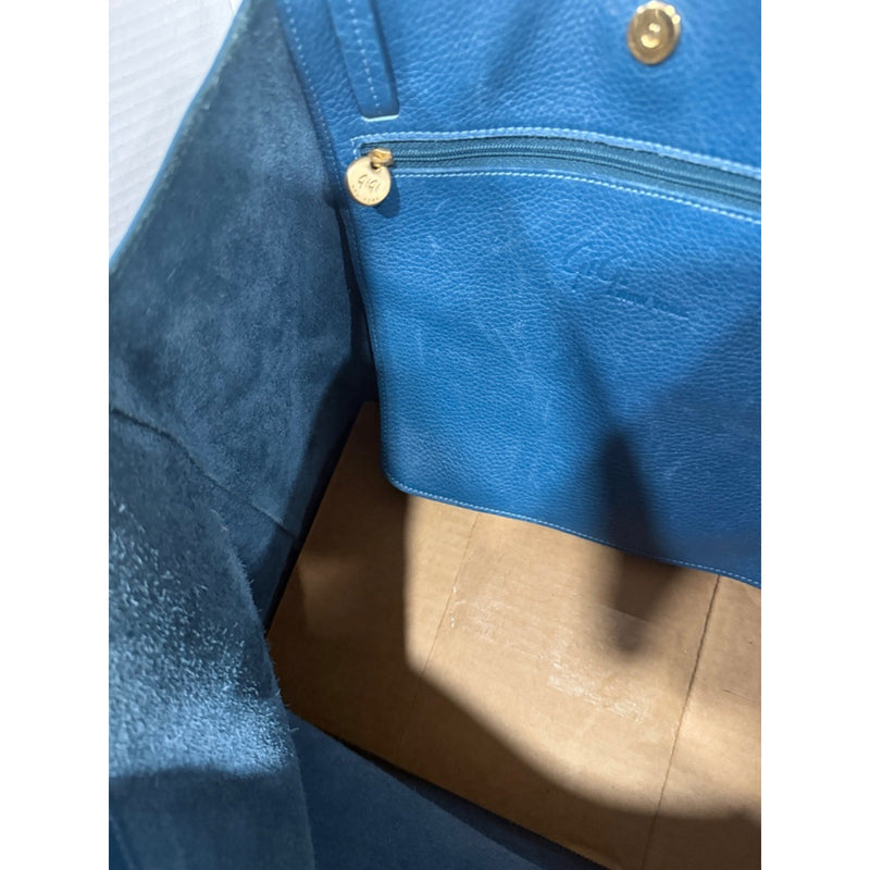 GiGi New York Peacock Blue Leather Tote Bag - Women's Carryall