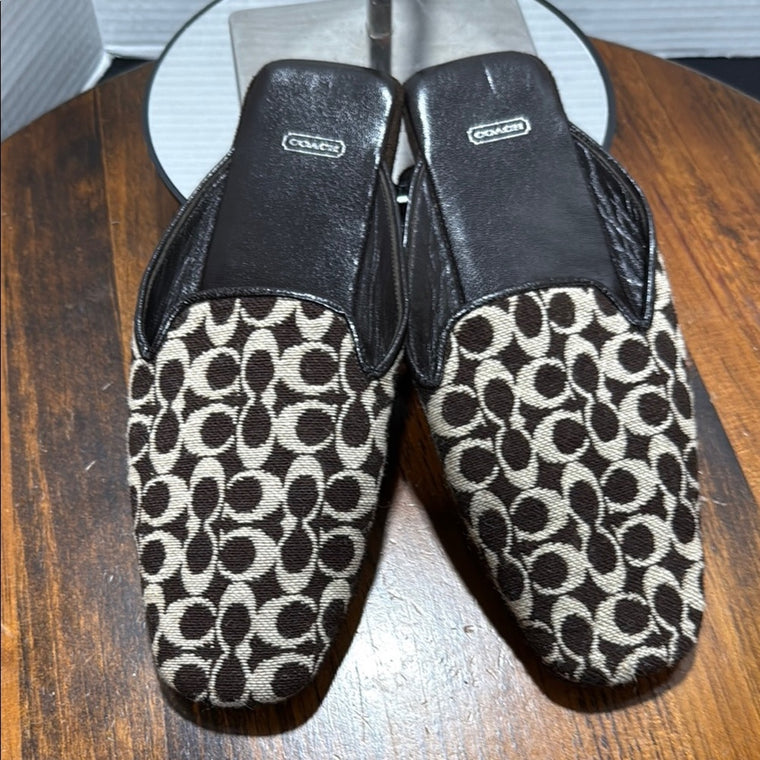 Coach Black Mules with Open Back