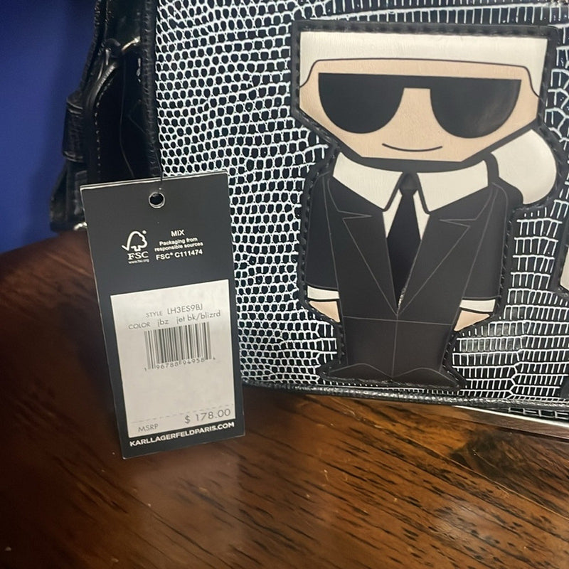 Karl Lagerfeld Womens Camera Bag Crossbody Double Zip Round NWT
