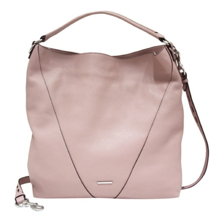 REBECCA MINKOFF blush Pebbled Leather Tassels Hobo Shoulder Bag