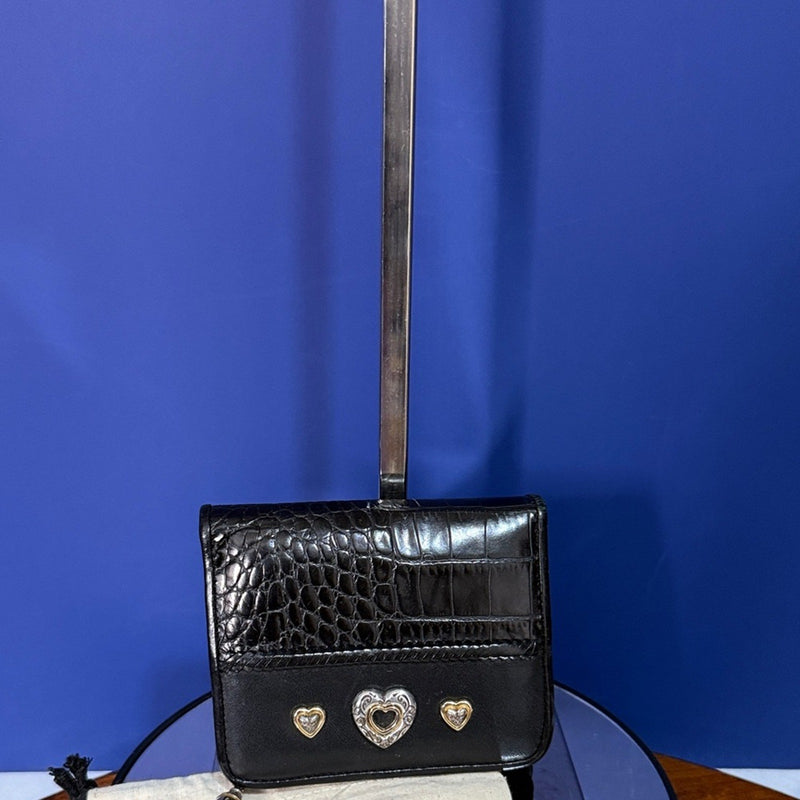 Brighton Black Croc-Embossed Women's Wallet