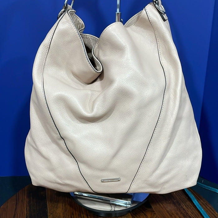 REBECCA MINKOFF blush Pebbled Leather Tassels Hobo Shoulder Bag