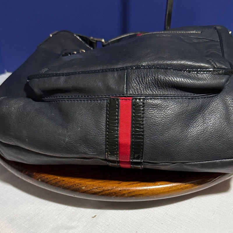 Charles David Black Leather Hobo Shoulder Bag Large 16”x14”