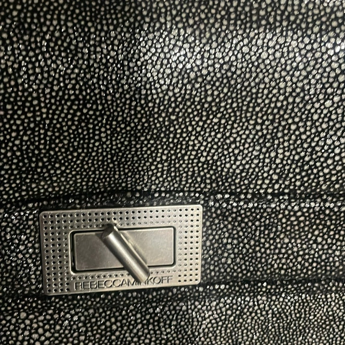 Rebecca Minkoff Covet Convertible Black Stingray Embossed Suede Satchel