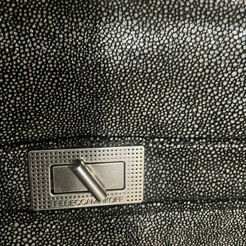 Rebecca Minkoff Covet Convertible Black Stingray Embossed Suede Satchel