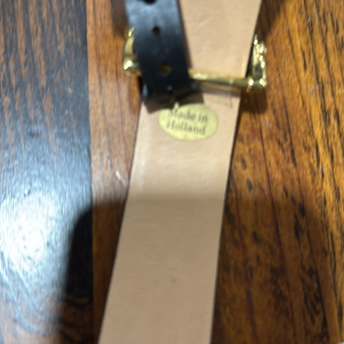 Tanner Belt Black Horsebit Leather Belt Women's Gold buckle M
