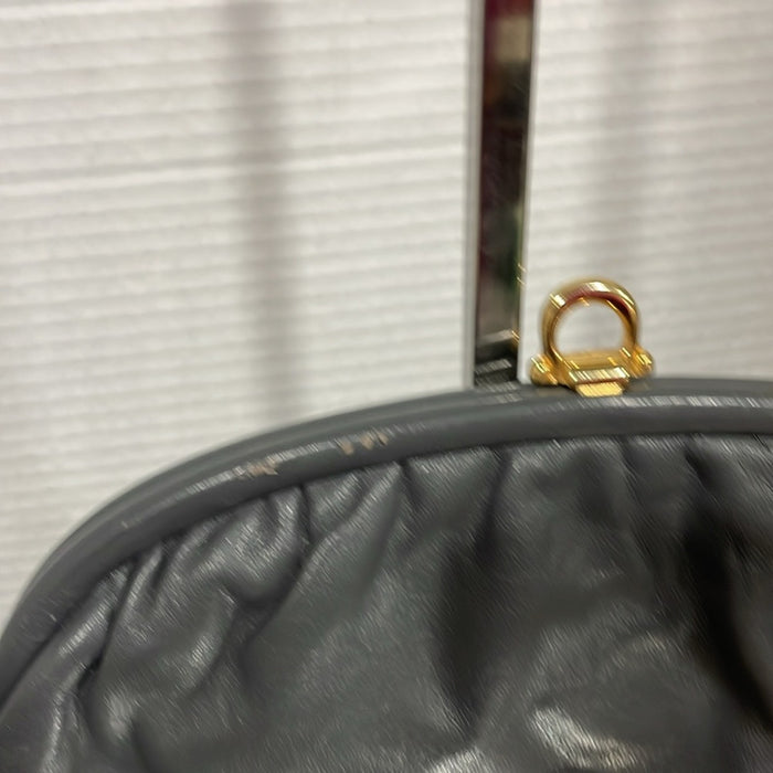 Vintage 50s gray handbag small  leather clutch