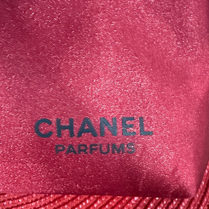 Chanel Red Satin Cosmetic Beauty Pouch w/Toiletry Essentials