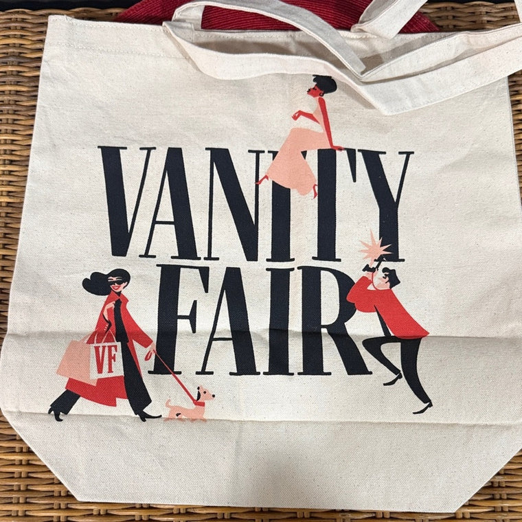 Vanity Fair Natural Canvas Tote with Red & Black Illustrations