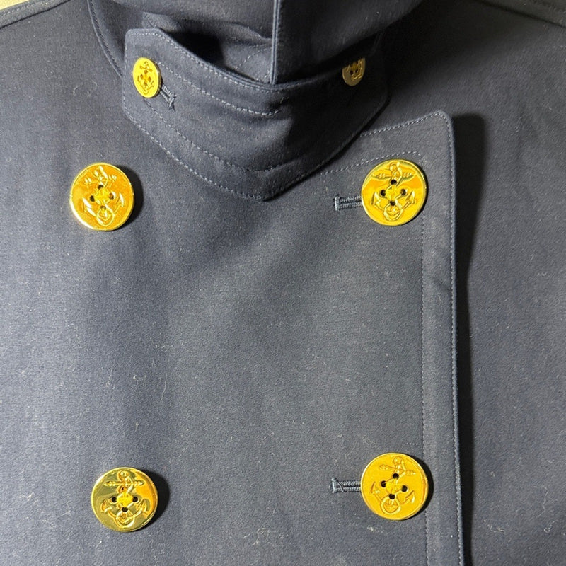 Lauren Ralph Lauren Navy Double-Breasted Peacoat with Gold-Tone Buttons
