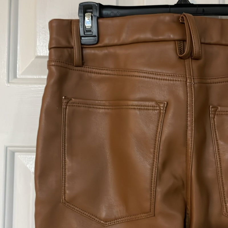 Good American Better Than Leather Faux Leather Good Icon Pants Burnt Caramel 12