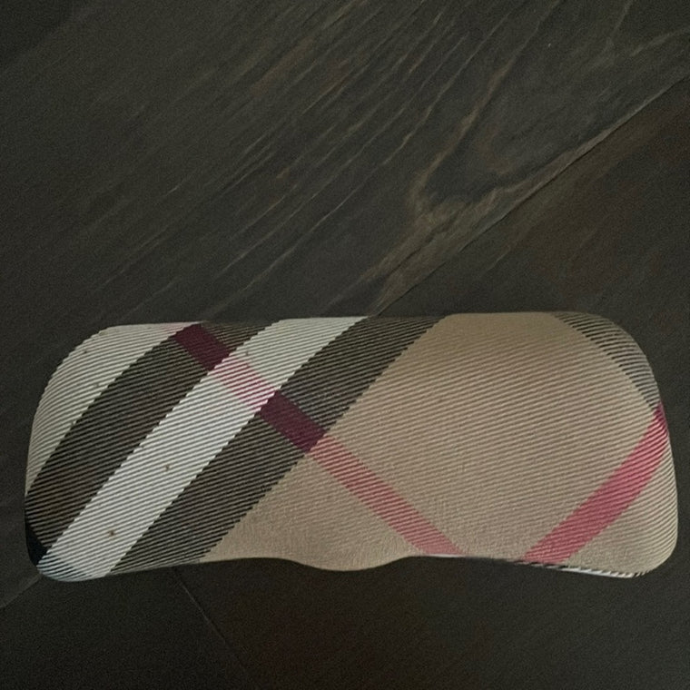 Burberry Eyeglasses Sunglasses Hard Case Plaid Clamshell Fabric Italy Au…