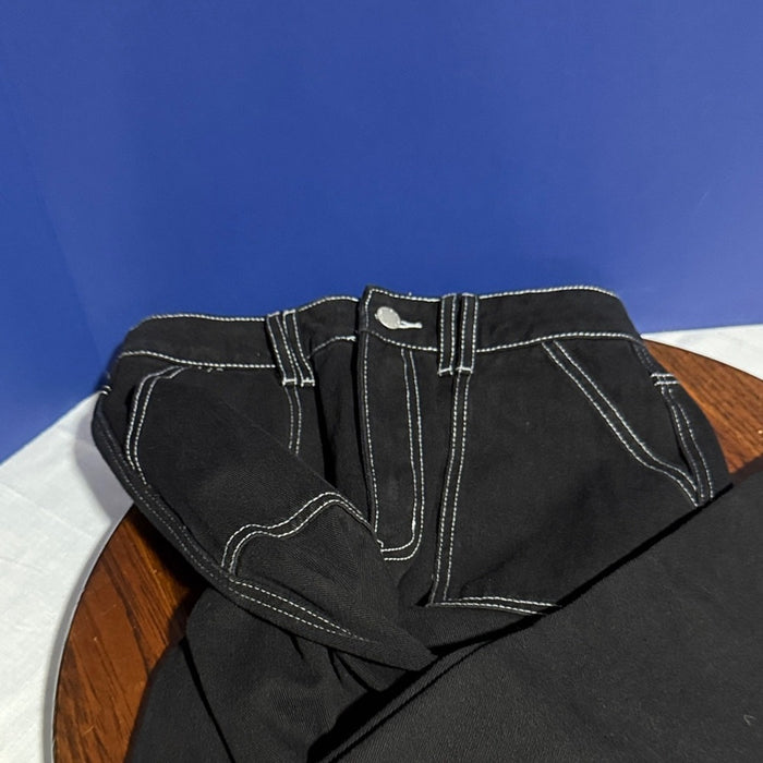 SHEIN High Rise Black Jeans with Contrast Stitching