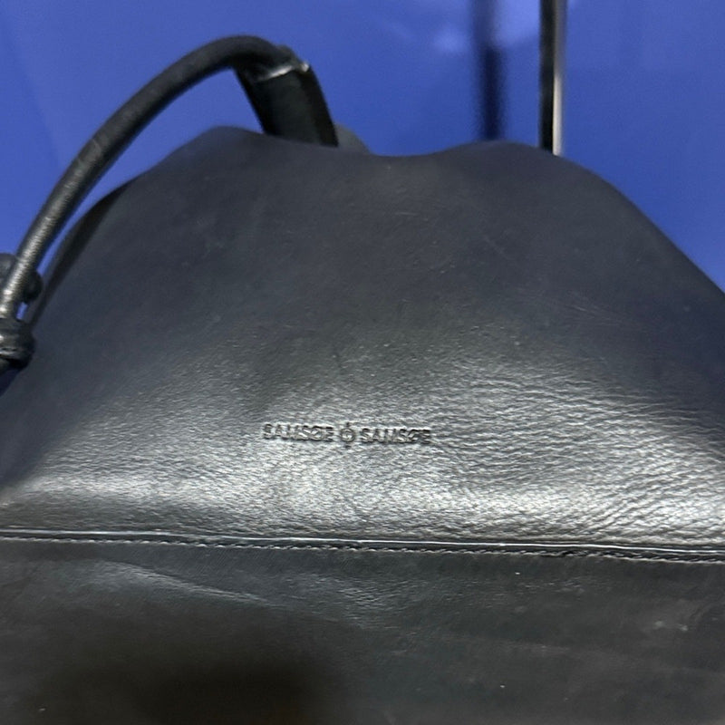 SAMSOE Black Leather Shoulder Bag