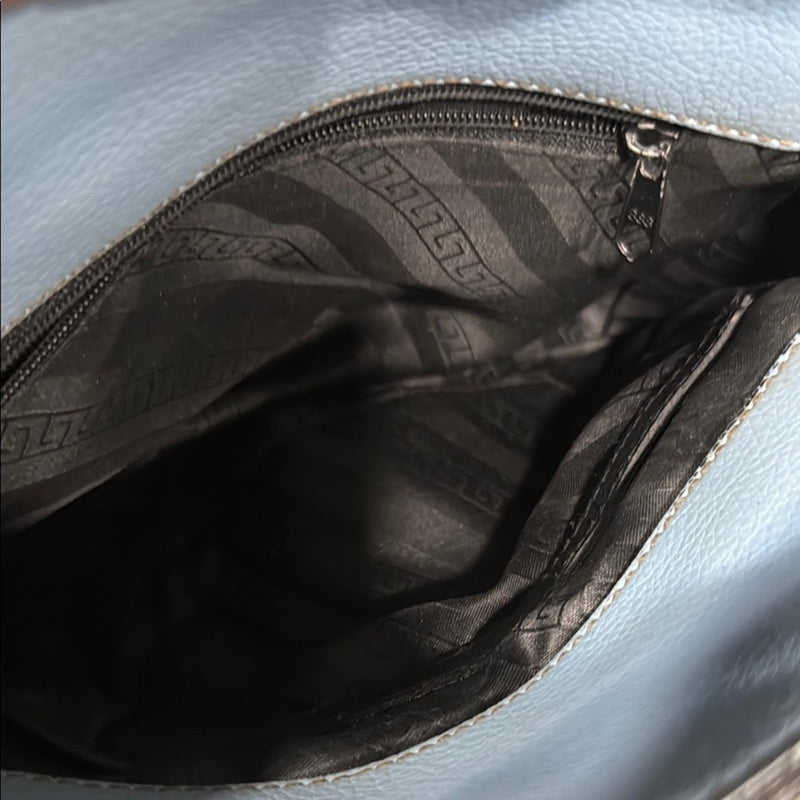Tod's Blue Leather Shoulder Bag with Curved Flap