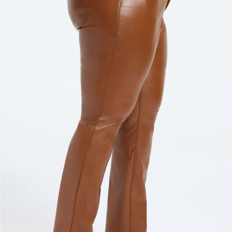 Good American Better Than Leather Faux Leather Good Icon Pants Burnt Caramel 12