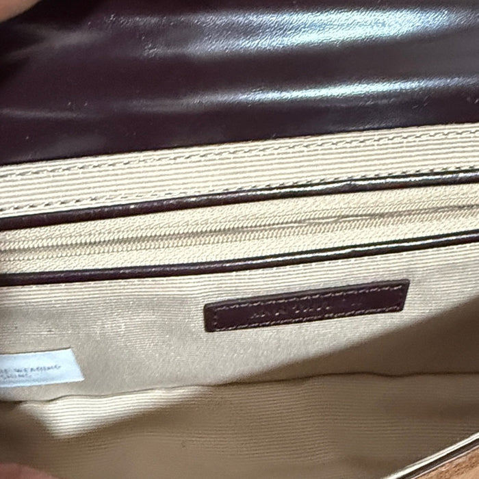Ann Taylor Beige Brown Suede Leather Rectangular Small Hobo Shoulder Bag