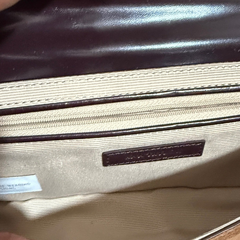 Ann Taylor Beige Brown Suede Leather Rectangular Small Hobo Shoulder Bag