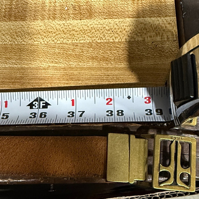 FRYE Metal LOGO Buckle Brown Leather Reversible Belt Women’s DC859C Small